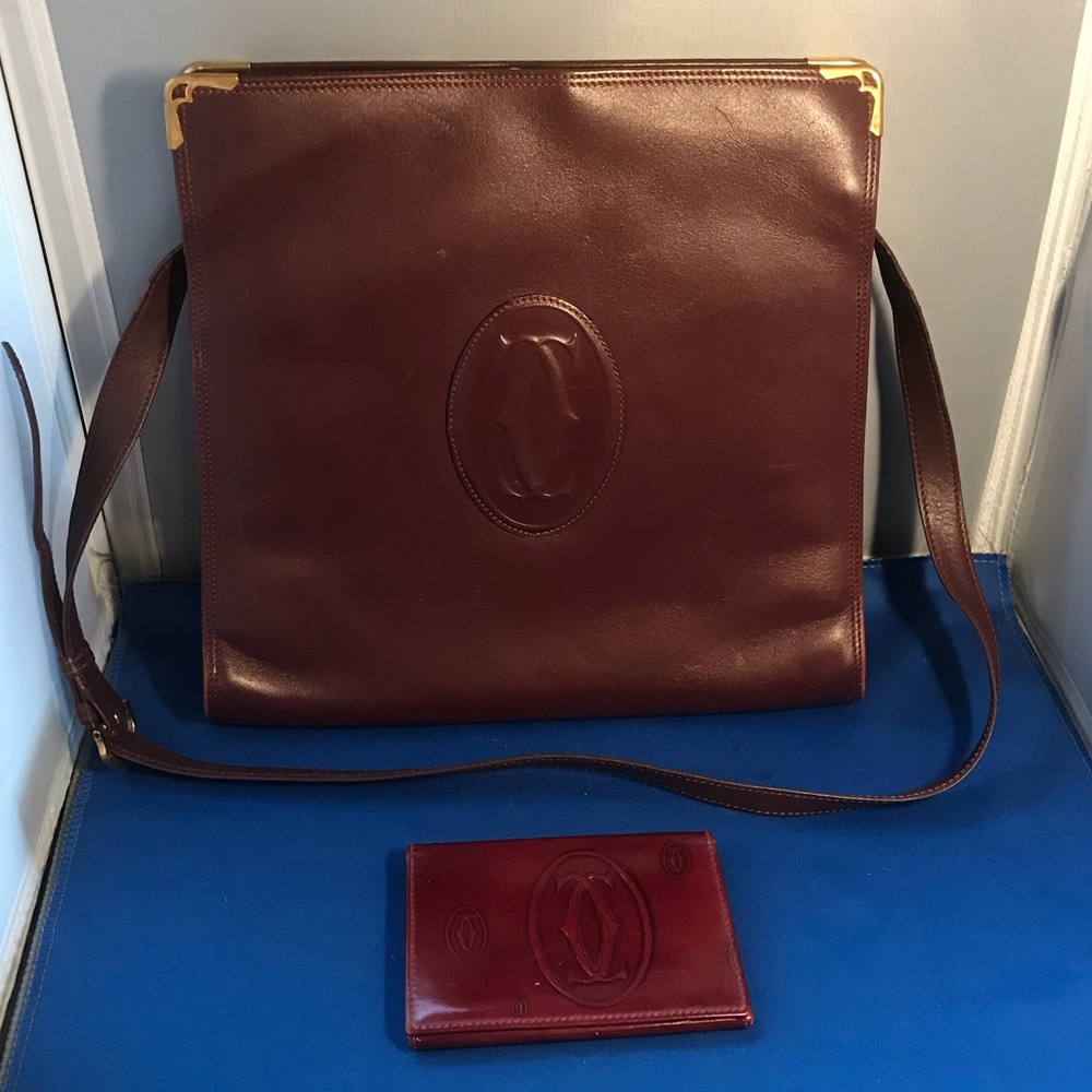 must de Cartier kiss lock closure shoulder bag